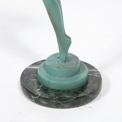  Max Le Verrier Art Deco Sculptural Onyx Veria Green Marble Nude Flapper signed Max le Verrier