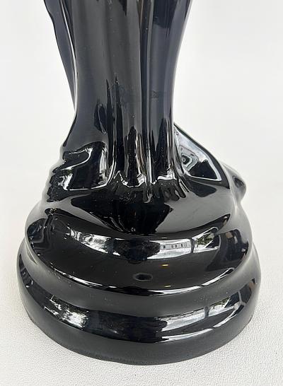  Max Le Verrier Large Art Deco Le Verrier Style Ceramic Table Lamps Frosted Glass Shades Pair