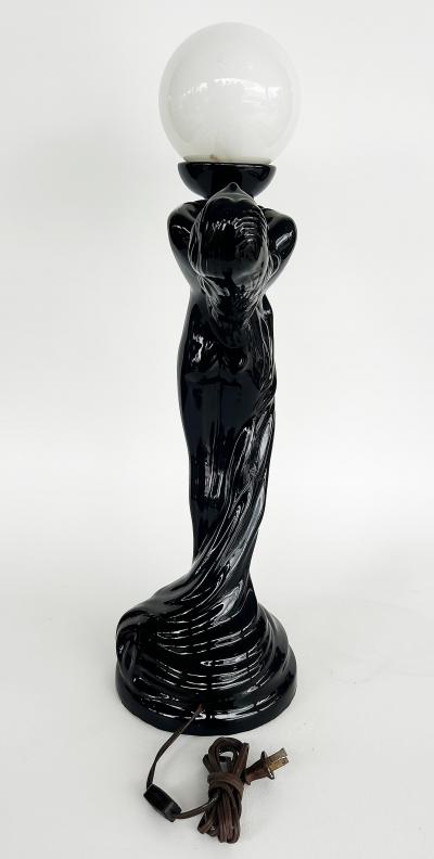  Max Le Verrier Large Art Deco Le Verrier Style Ceramic Table Lamps Frosted Glass Shades Pair