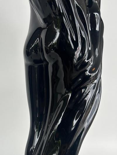  Max Le Verrier Large Art Deco Le Verrier Style Ceramic Table Lamps Frosted Glass Shades Pair