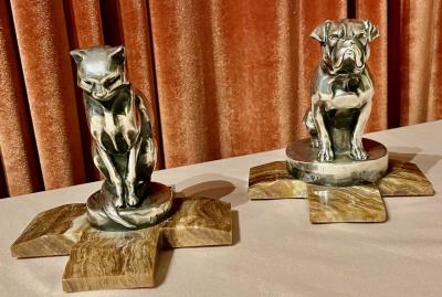  Max Le Verrier Max Le Verrier Bookends Statues of Dog and Cat French Art Deco