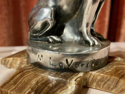  Max Le Verrier Max Le Verrier Bookends Statues of Dog and Cat French Art Deco