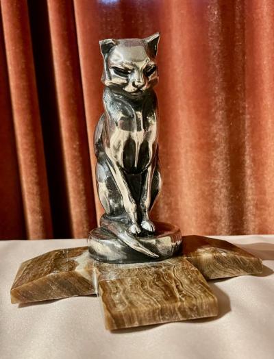  Max Le Verrier Max Le Verrier Bookends Statues of Dog and Cat French Art Deco