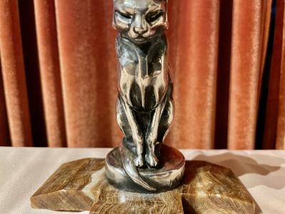  Max Le Verrier Max Le Verrier Bookends Statues of Dog and Cat French Art Deco