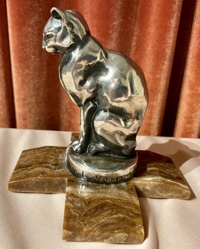  Max Le Verrier Max Le Verrier Bookends Statues of Dog and Cat French Art Deco