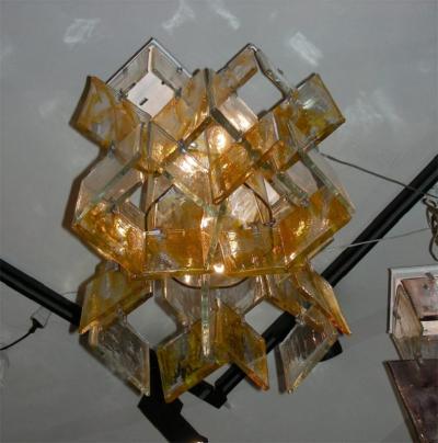  Mazzega Murano 1960s glass chandelier made of assembled plaques Mazzega in Murano