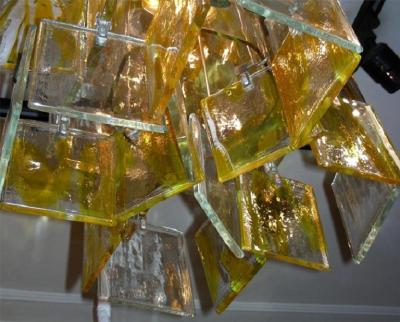  Mazzega Murano 1960s glass chandelier made of assembled plaques Mazzega in Murano