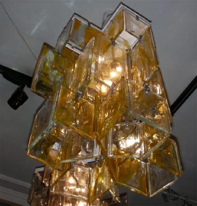  Mazzega Murano 1960s glass chandelier made of assembled plaques Mazzega in Murano