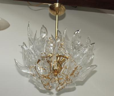  Mazzega Murano 1970s Mid Century Modern Handblown Glass Flame Chandelier By Mazzega
