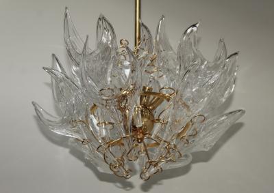  Mazzega Murano 1970s Mid Century Modern Handblown Glass Flame Chandelier By Mazzega