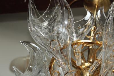  Mazzega Murano 1970s Mid Century Modern Handblown Glass Flame Chandelier By Mazzega