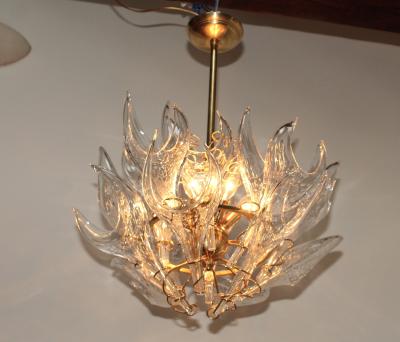  Mazzega Murano 1970s Mid Century Modern Handblown Glass Flame Chandelier By Mazzega