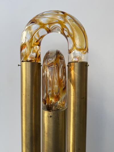  Mazzega Murano Brass Floor Lamp Murano Glass by Aldo Nason for Mazzega Italy 1970s