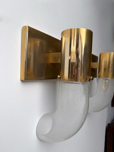 Mazzega Murano Brass Sconce Murano Glass by Aldo Nason for Mazzega Italy 1970s