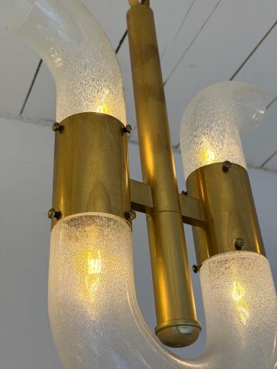  Mazzega Murano Brass U Pendant Lighting Murano Glass by Aldo Nason for Mazzega Italy 1970s