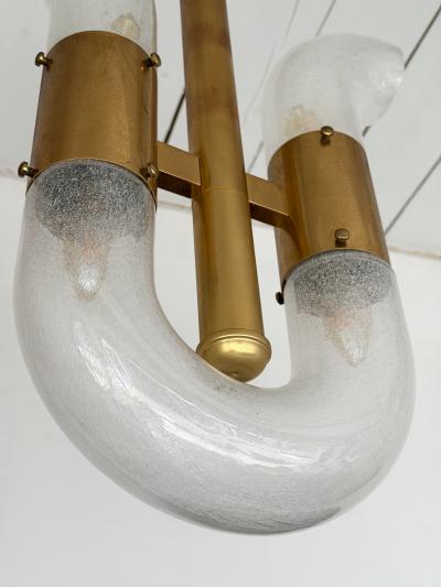  Mazzega Murano Brass U Pendant Lighting Murano Glass by Aldo Nason for Mazzega Italy 1970s