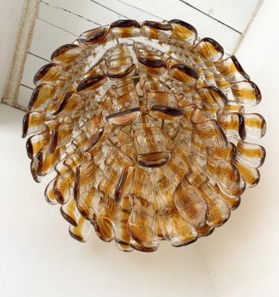 Mazzega Murano Cascade Chandelier Wave Amber Murano Glass by Mazzega Italy 1970s