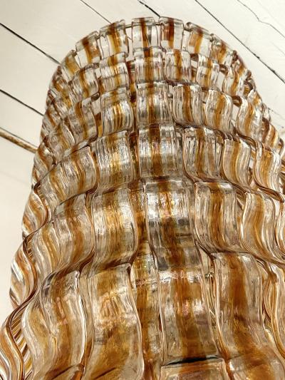 Mazzega Murano Cascade Chandelier Wave Amber Murano Glass by Mazzega Italy 1970s