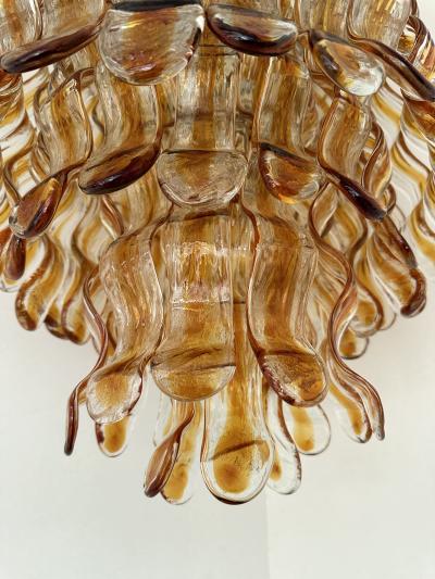 Mazzega Murano Cascade Chandelier Wave Amber Murano Glass by Mazzega Italy 1970s