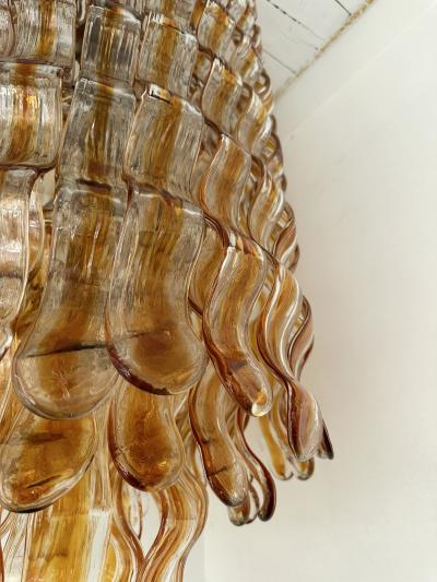 Mazzega Murano Cascade Chandelier Wave Amber Murano Glass by Mazzega Italy 1970s