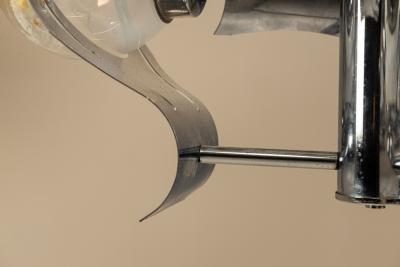  Mazzega Murano Ceiling Lamp attr to Mazzega in Chrome and Glass Italy 1970s