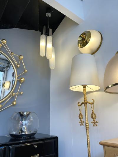 Mazzega Murano Chandelier Murano Glass Tube and Metal Chrome by Mazzega Italy 1970s