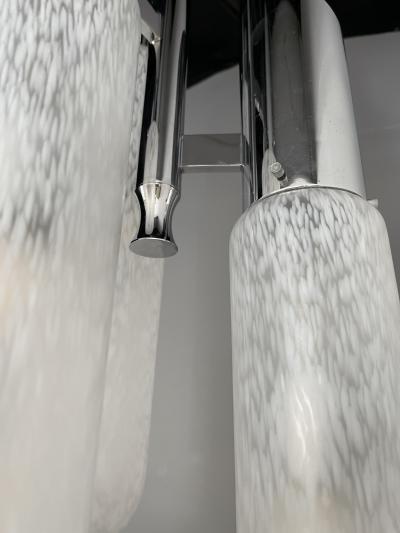 Mazzega Murano Chandelier Murano Glass Tube and Metal Chrome by Mazzega Italy 1970s