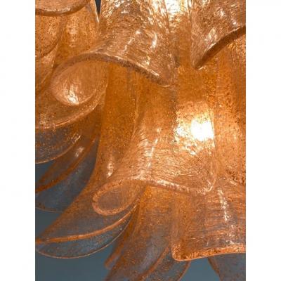  Mazzega Murano Clear and Gold Petali Selle Murano Glass Chandelier in Mazzega Style