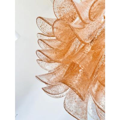  Mazzega Murano Contemporary Clear and Gold Petali Selle Murano Chandelier in Mazzega Style