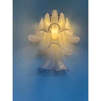  Mazzega Murano Contemporary Frosted Selle Murano Glass Wall Sconce in Mazzega Style