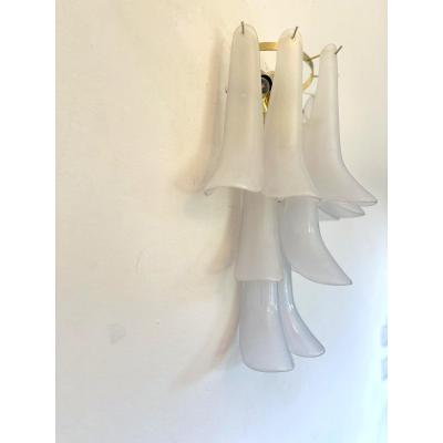  Mazzega Murano Contemporary Frosted Selle Murano Glass Wall Sconce in Mazzega Style