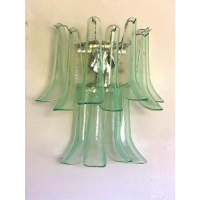  Mazzega Murano Contemporary Green Wather Murano Glass Selle Wall Sconces in Mazzega Style