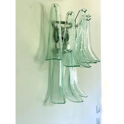 Mazzega Murano Contemporary Green Wather Murano Glass Selle Wall Sconces in Mazzega Style