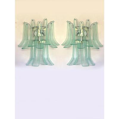  Mazzega Murano Contemporary Green Wather Murano Glass Selle Wall Sconces in Mazzega Style
