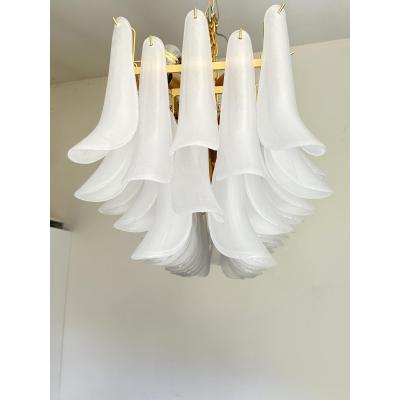  Mazzega Murano Contemporary Modern Frosted Selle Murano Glass Rectangular Chandelier