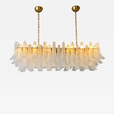  Mazzega Murano Contemporary Modern Frosted Selle Murano Glass Rectangular Chandelier