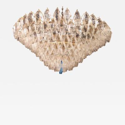  Mazzega Murano Extraordinary Large Poliedri Murano Glass Ceiling Light or Chandelier