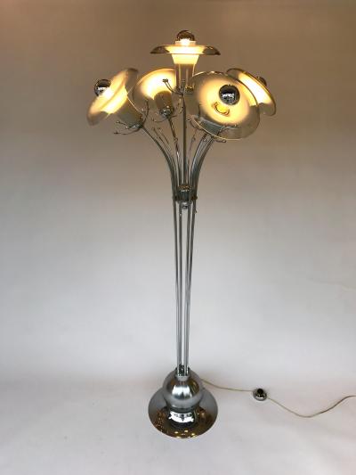  Mazzega Murano Floor Lamp Flower Murano Glass and Metal Italy 1970s