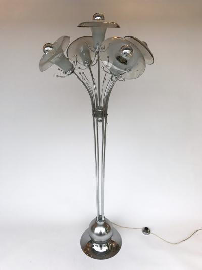  Mazzega Murano Floor Lamp Flower Murano Glass and Metal Italy 1970s