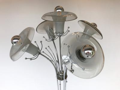  Mazzega Murano Floor Lamp Flower Murano Glass and Metal Italy 1970s