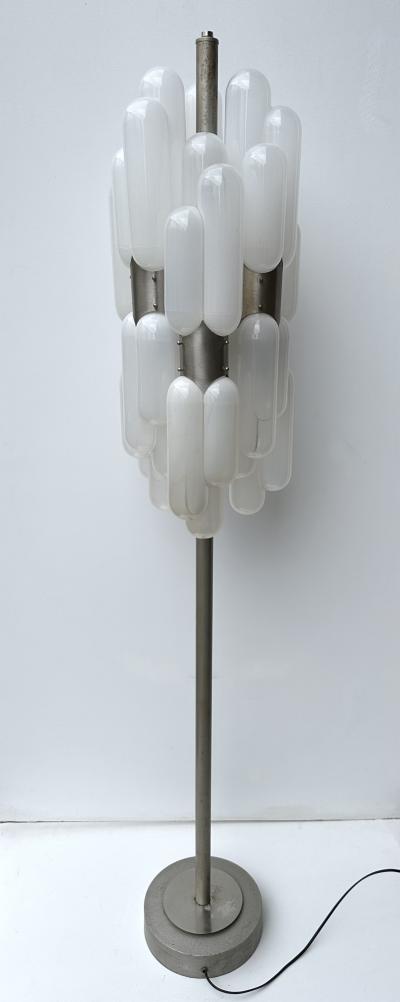  Mazzega Murano Floor Lamp Torpedo Murano Glass Metal by Carlo Nason for Mazzega Italy 1970s