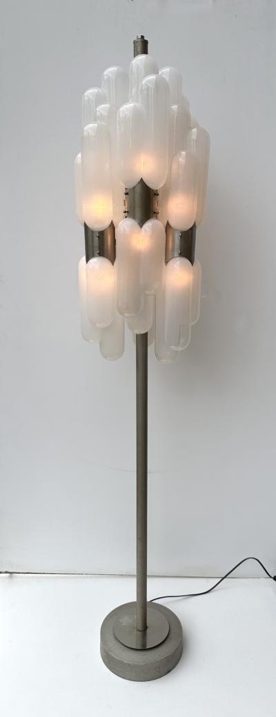  Mazzega Murano Floor Lamp Torpedo Murano Glass Metal by Carlo Nason for Mazzega Italy 1970s