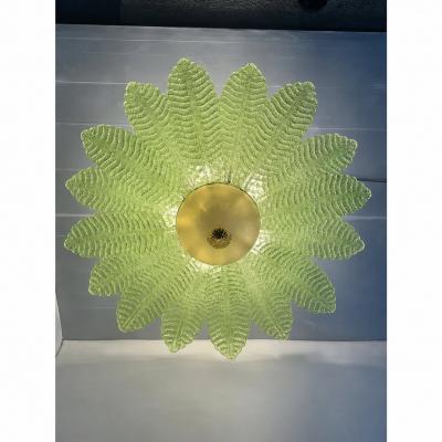  Mazzega Murano Green Murano Glass Flush Mount Mazzega Zuccheri Venini Barovier Style