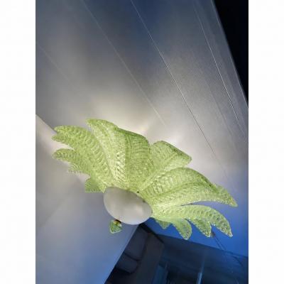  Mazzega Murano Green Murano Glass Flush Mount Mazzega Zuccheri Venini Barovier Style