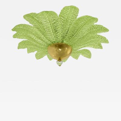  Mazzega Murano Green Murano Glass Flush Mount Mazzega Zuccheri Venini Barovier Style