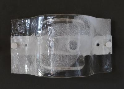  Mazzega Murano Italian Mazzega Wall Sonces of Cast Murano Glass In Clear and White Glass