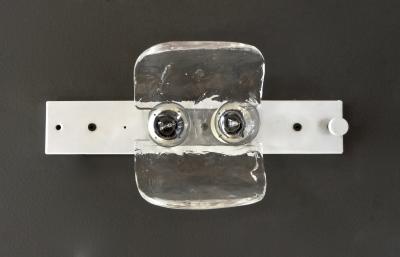  Mazzega Murano Italian Mazzega Wall Sonces of Cast Murano Glass In Clear and White Glass
