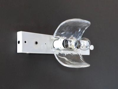  Mazzega Murano Italian Mazzega Wall Sonces of Cast Murano Glass In Clear and White Glass