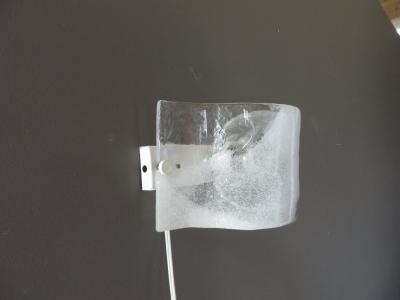  Mazzega Murano Italian Mazzega Wall Sonces of Cast Murano Glass In Clear and White Glass