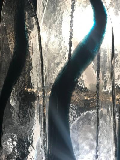  Mazzega Murano Italian Mid century Murano Bicolored Petal Chandelier by Mazzega